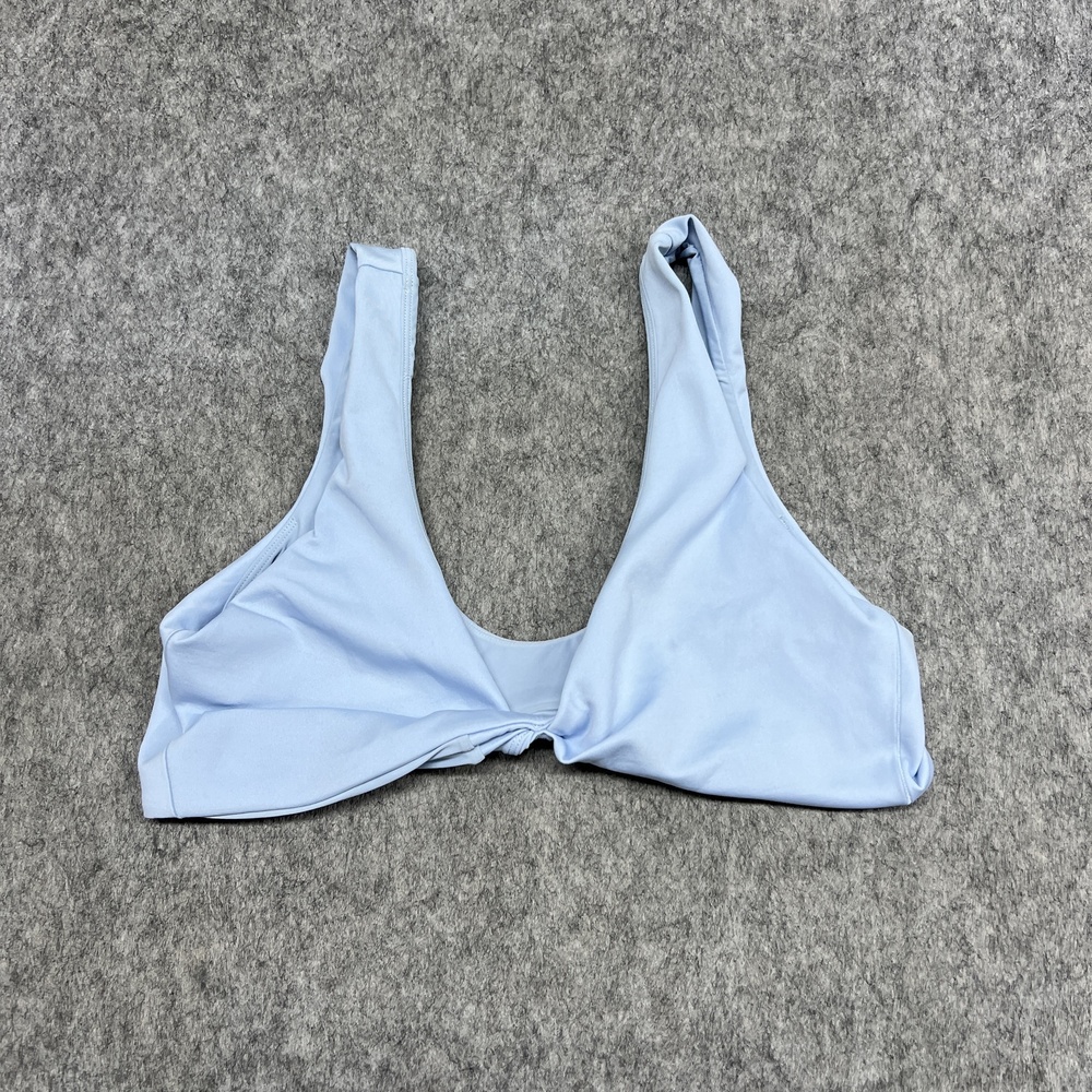Left On Friday Swim Top Womens L Blue Bralette Stretch Wide Strap Swimsuit Wave